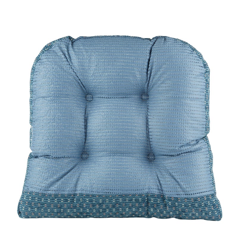 Klear Vu Gripper Overstuffed Universal Non-Slip Dining Chair Cushions for Kitchen Decor or Office Use, U-Shaped Skid-Proof Seat Pad, 15x15 Inches, 4 Count (Pack of 1), Ditzy Dot Wedge Blue - Image 3